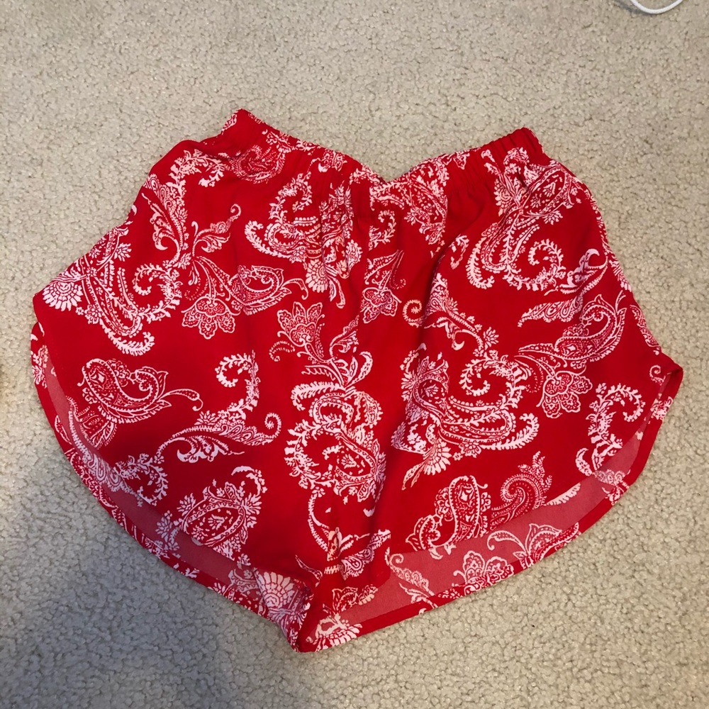 Red patterned shorts
